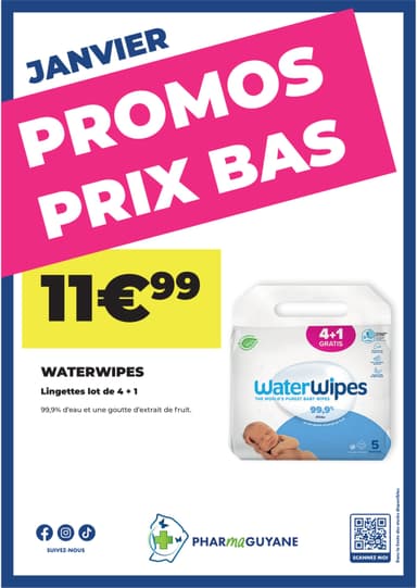 WATERWIPES Lingettes lot de 4 + 1